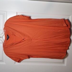 CL2-Land's End M Orange Vneck SS Blouse